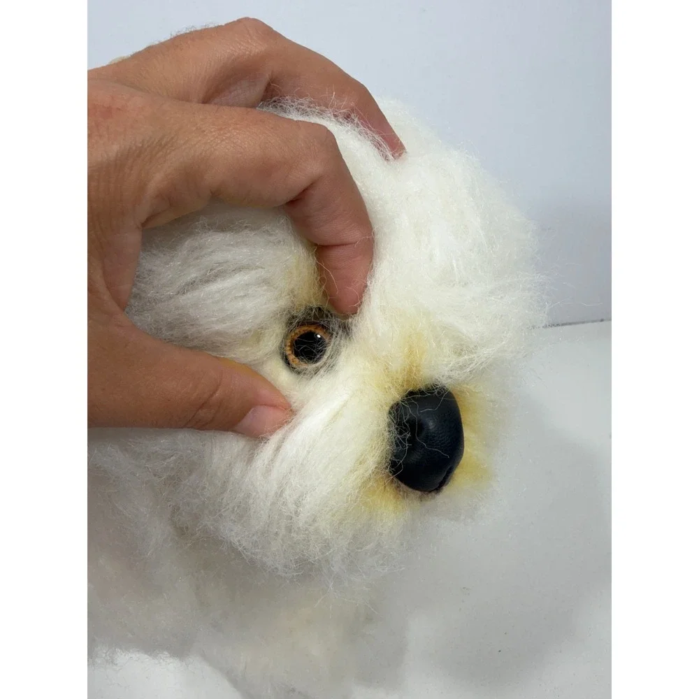 Vintage White Shaggy Plush Dog Stuffed Animal Maltese Bichon Frise Style